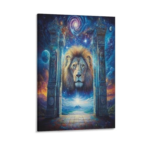 Lion Murale Peinture sur Toile de Qualité Supérieure 50x75cm
