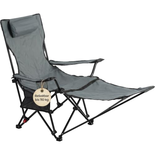 Stagecaptain CSF-600 MKII Fauteuil De Camping avec Repose-Pieds, Pliable, Gris