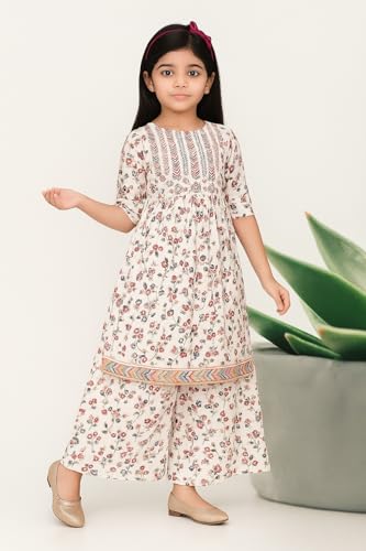 Image of S Kay Fashion Girls Cotton Palazzo Set | Floral Printed Ethnic Wear for Kids | Comfortable Dress