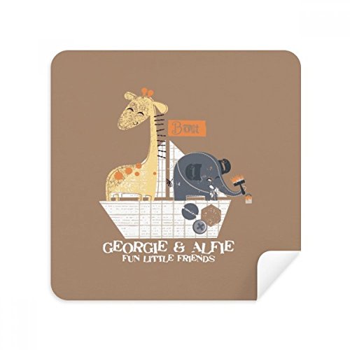 Chiffon de nettoyage girafe et éléphant en suède pour lunettes et écrans 2pcs
