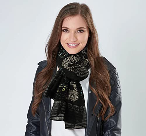 GERINLY Cool Skull Scarfs for Women Large Wrap Shawls Lightweight Cotton Scarves Halloween Calavera Accessory3