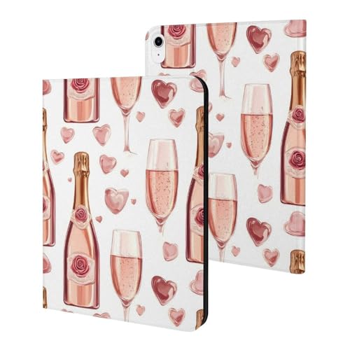 Étui pour iPad A16 résistant aux rayures avec support stable et motif rose champagne