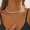 QEXUJOW Collane da donna Girocollo con strass Girocollo con strass in oro bianco con collana scintillante da donna, collana in argento con misura regolabile (set di 3) #5