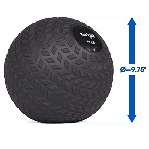 Yes4All 10 lbs Slam Ball for Strength and Crossfit Workout – Slam Medicine Ball (10 lbs, Black)