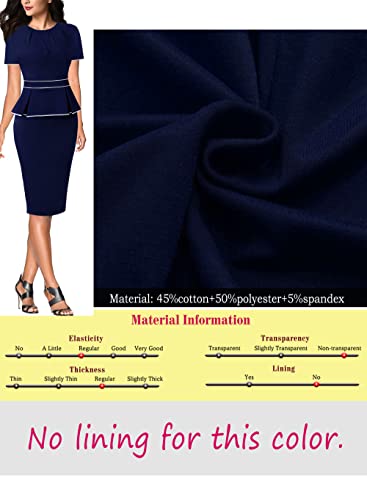Image of VFSHOW Womens Pleated Crew Neck Peplum Work Business Office Church Bodycon Pencil Sheath Dress