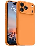 OTOFLY Capa magnética para iPhone 17 Pro Max, compatível com Magsafe, capa de celular de silicone líquido clássica, botão de controle de câmera integrado, forro de microfibra antiarranhões, laranja