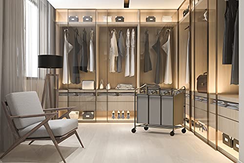 Simplehouseware Heavy Duty 3-Bag Laundry Sorter Rolling Cart, Dark Grey #TOP2