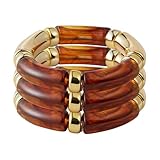 KOLODOGO 3PCS Chunky Bangles Bracelets for Women Stackable Chunky Bracelets Acrylic Bamboo Bracelet Stretch Bracelets for Women as Jewelry Gift