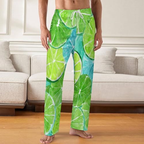 Lemon Prints Pajama Pants for Men Soft Lightweight Lounge Pj Bottoms with Drawstring Pockets2