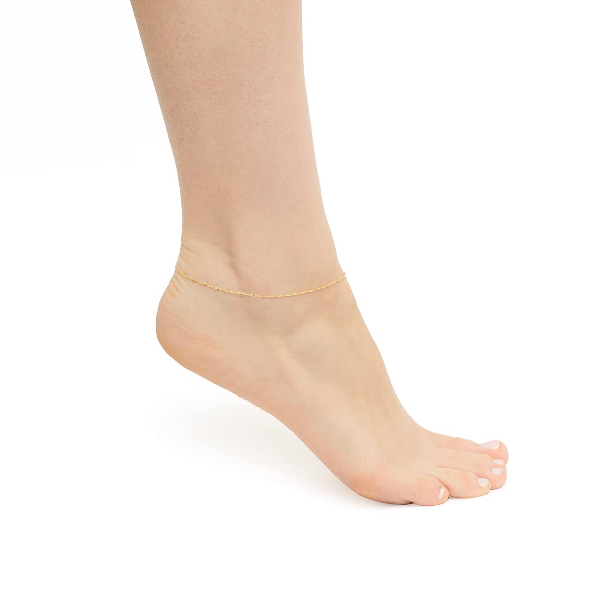 MARKO Fußkettchen für Damen Fußkette aus Gold Fußkettchen für Damen Singapurkette Frauen Fußschmuck 14k 585 Schmuck für Frauen | Länge 25 cm