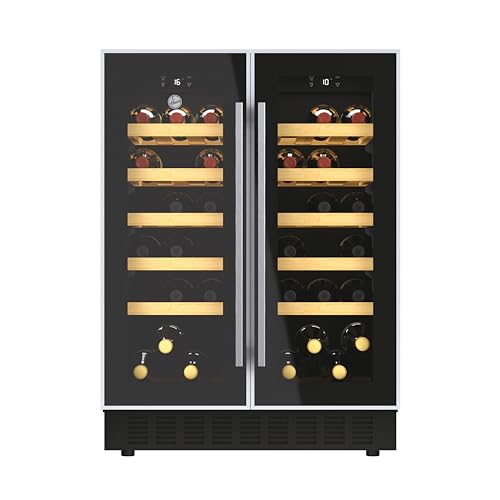 Hoover Integrated 60cm Wine Cooler, 38 Bottle Capacity, Dual Temperature Zone, Black - HWCB 60D UK/1