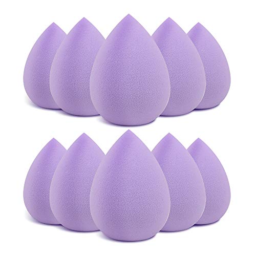 DOLOVEMK 10 Stück Make-up-Schwämme - latexfrei, weicher Foundation-Schwamm zum Mischen, Beauty-Schwämme, Mixer-Set, Applikatorschwämme für Flüssigkeiten, Puder und Creme (lila) Cover