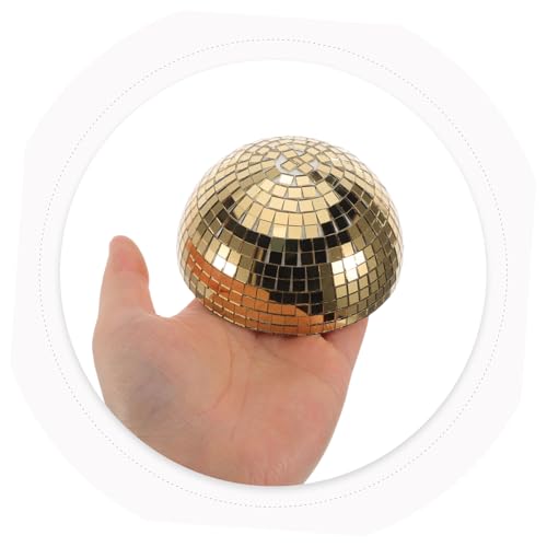 3 unidades de bolas espejadas doradas en forma de hemisferio, decoración mural reflectante para cocinas y eventos de DJ, fácil de limpiar miniatura 4