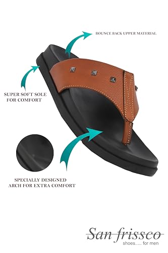 Image of San Frissco Men's Sandal with Cushioned Footbed /Ultra Soft Lightweight Durable Chappal with Bounce Back Upper Material /Festive Ethnic Wedding Slip on Slippers for Men
