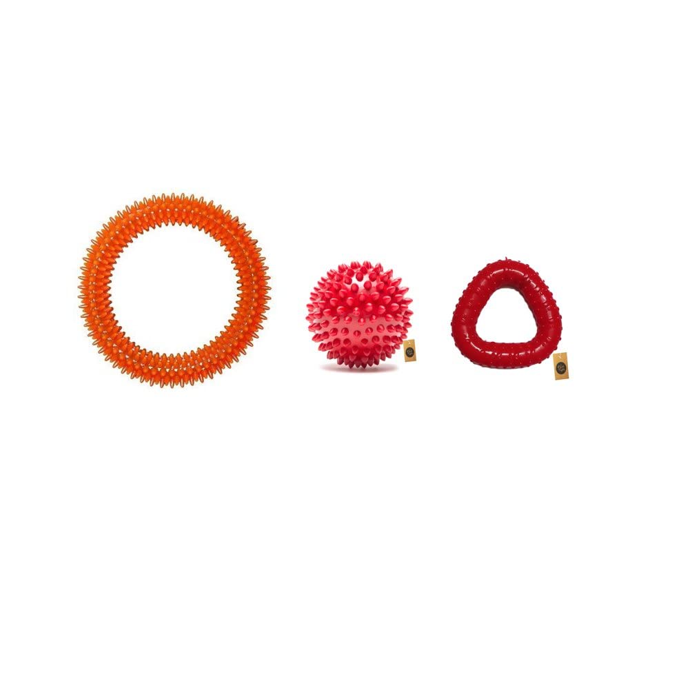 The Pets Company Rubber Dog Chew Toy Combo ( Dog Spike Ball 3" + Triangle Dog Toy 4.5"+ Spike Ring Toy 6") | Teething Toys for Puppies & Small Dogs (B0BMLFVNTN) Amazon Price History, Amazon Price Tracker