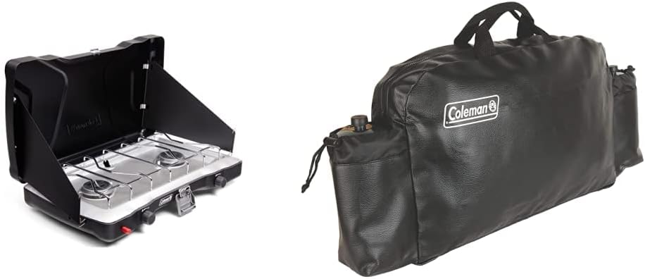 Coleman Triton+—2 Burner Propane Gas Camping Stove & Stove Carry Case, Black, 28" x 16" x 4"