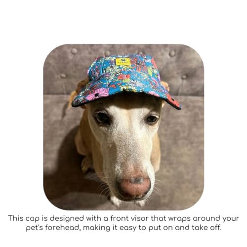 Image of A+a Pets' Stylish Baseball Cap for Dogs & Cats | Adjustable Toggle| Printed Waterproof | for Everyday, Summer, and Rainy Days (L)