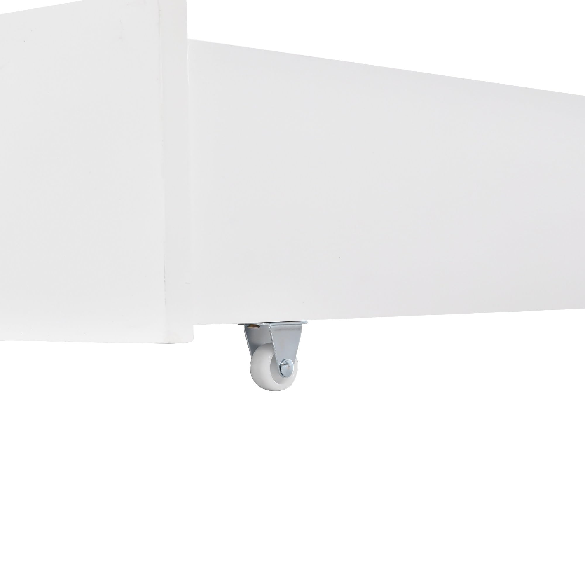 Letto matrimoniale 200x90cm,Letto casa,Culla,Lettino con 2 cassetti in MDF,Cassetti su ruote,Telaio a doghe in pino,Bianco