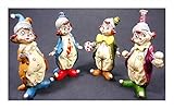 Gewicht: je ca. 15 Gramm 4er Set Mini Clown Musik Blume Karneval je 6,5 x 4 cm Harlekin Zirkus Figur Deko 4200120