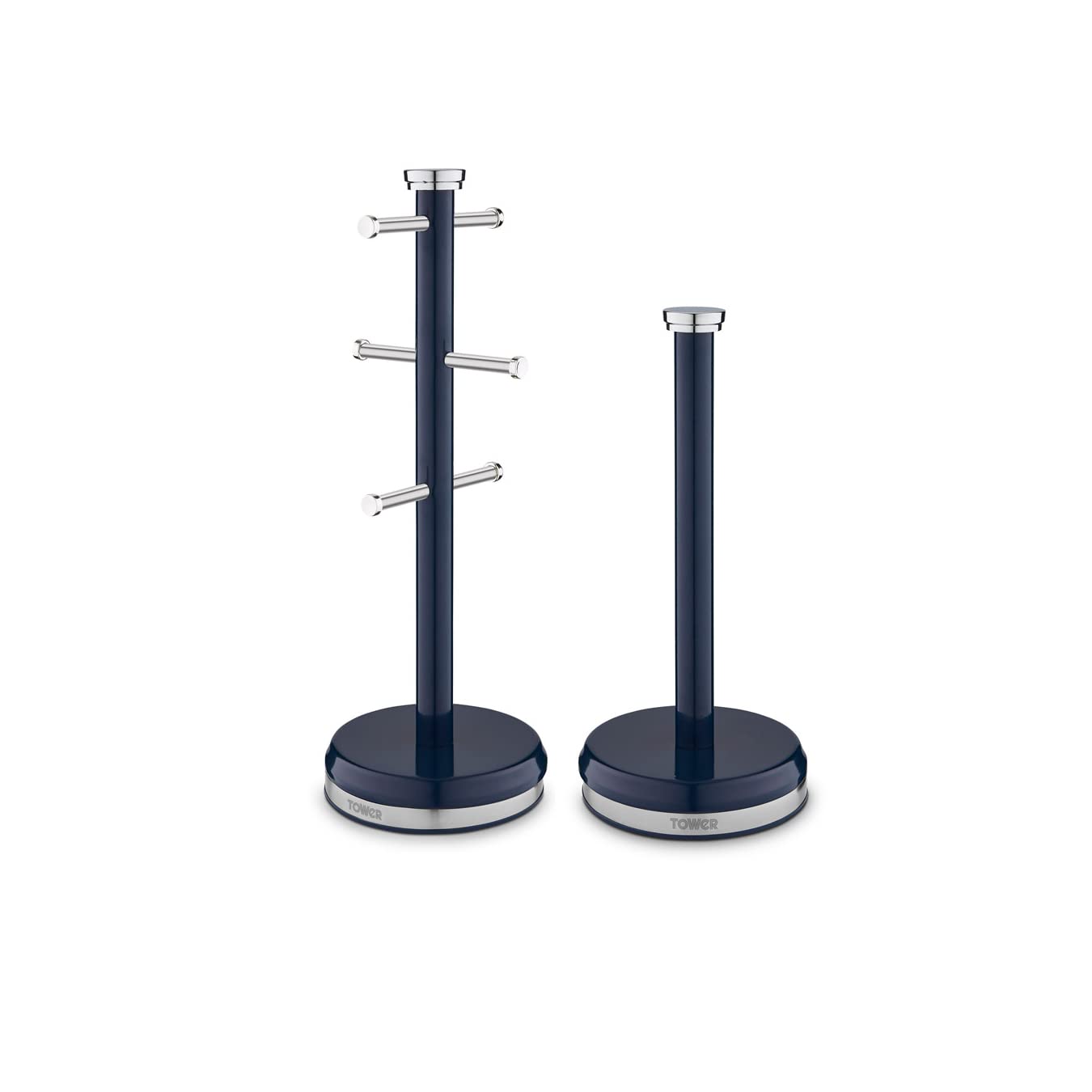 Tower Belle Mug Tree & Towel Pole Set, Stainless Steel, Midnight Blue T826172MNB in Dark Blue