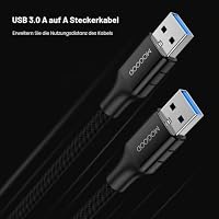 MOGOOD USB 3.0 Verlängerungskabel 3M, 5Gbps, Nylon, USB A, 1 St., schwarz – Ansicht 4