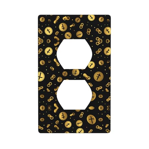 Phayah Placa de pared con patrón de monedas, tamaño estándar, policarbonato termoplástico, doble enchufe