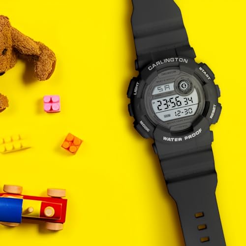 Image of Carlington Kids Digital Watch for Boys and Girls Age 3 to 14 Years Multicoloured Band with Alarm and Date Display - 9121