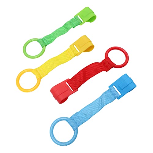 SHOWERORO Toddler Learning Standing Pull Ring 4pcs Crib Hanging Ring Links Toy Links