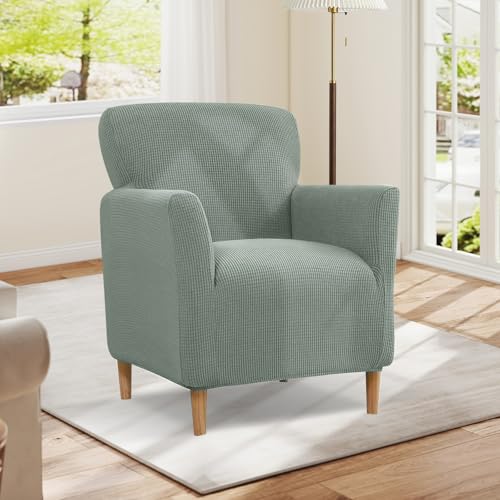 Bocguy Funda de sillón de Alta Elasticidad, 1 Plaza, elástica, Suave, con reposabrazos, Funda de sofá, Funda de sofá, Lavable, Color Verde Claro