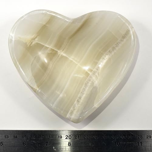 Hqrp-Crystal Hc Set: 5.25 Inch Silver Onyx Heart Shaped Bowl Banded Natural Mineral Sparkling Striped Crystal Polished Stone Cup thumb #3