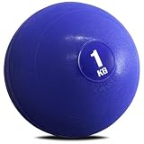 KaRaDaStyle メディシンボール 1kg スラムボール ウェイトボール 体幹 トレーニング 筋トレ エクササイズ 跳ねない 非バウンド ソフト PVC 単品 (プレーン, ブルー)