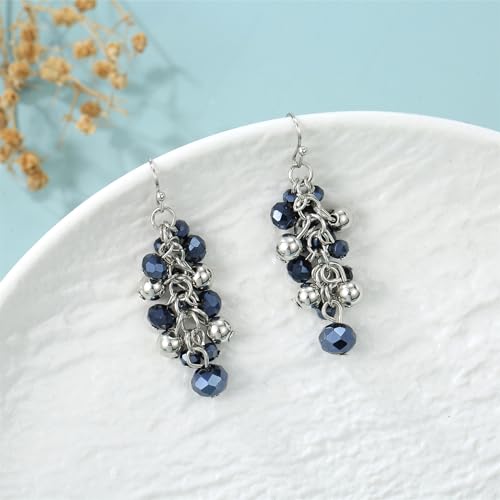 Sparkly Crystal Beads Dangle Earrings for Women Cute Handmade Boho Cluster Drop Earrings3