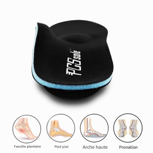 PCssole Semelles Orthopédiques Pieds Plats Support Arch Pour les Douleurs au Niveau du Talon, la Fasciite Plantaire,Semelles pour les Sports, les Loisirs, le Travail - Noir - EU41-42(27cm) – vue 3