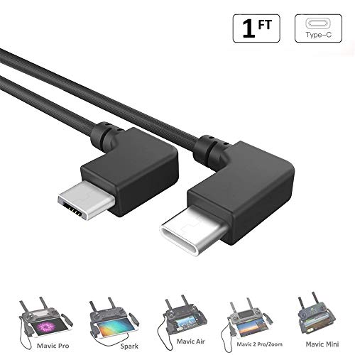 Micro USB to Type C Data Cable F'wode 11.8 inch 90 Degree Video