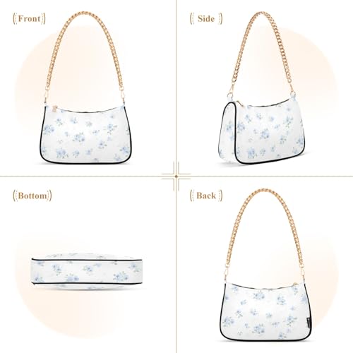 Clutch Shoulder Bags Tote Evening Purse Handbags for Women Blue Small Floral Hobo Bags with Zipper Closure2