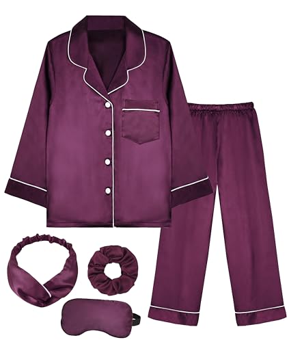 MEEYI 4 Pcs Girls Silky Pajamas Birthday…