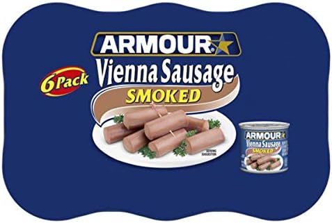 Armour Star Vienna Sausage, Smoked Flavored, Ready to Eat Canned Sausage, 7g Protein Per Serving, 4.6 oz. (Bulk Pack of 6)