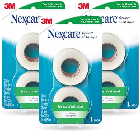 Nexcare Flexible Clear Tape, Its Clear, Stretchy Design Conforms to Hard to Tape Areas, Dispenser
