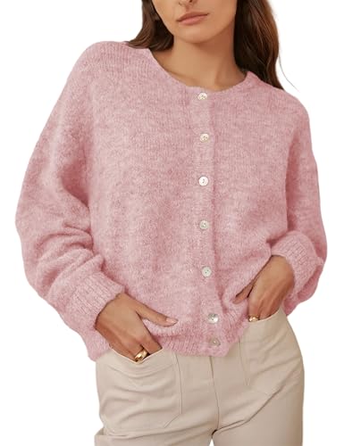 Women's Long Sleeve Front Button Y2k Cardigan Sweaters Crew Neck Loose 2025 Fall Tops