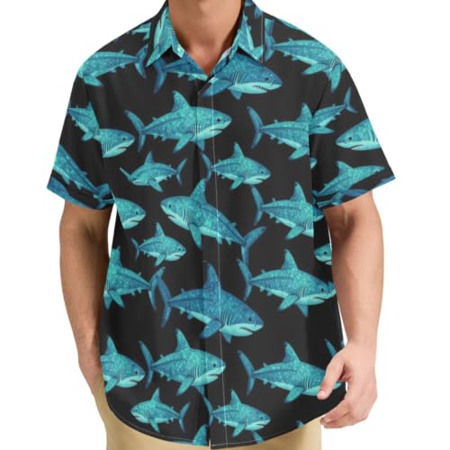 Chemises à manches courtes anti-transpiration homme GuoChe S motif requin