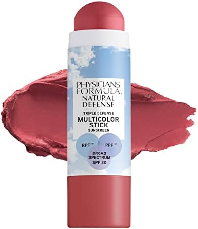 Physicians Formula Natural Defense Blush Stick Makeup, SPF 20 Natural Rose, For Cheeks, Eyes And Lips | Dermatologist Tested, Clinicially Tested