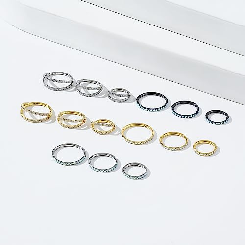16G Titanium Cartilage Earring Hoop for Conch Helix Tragus 8mm 10mm 12mm Hypoallergenic Hinged Clicker Nose Rings Septum Piercing Jewelry for Women Men3