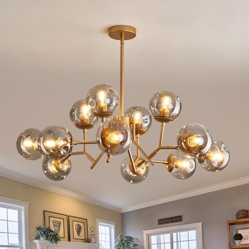 UOFUS 12-Light Modern Gold Sputnik Chandelier with Glass Globe by UOFUS - Used condition - Image 9