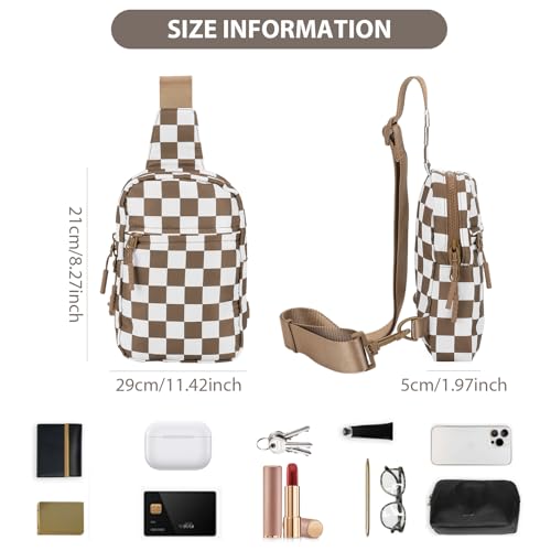 Checkered Sling Bag for Women, Checkered Crossbody Bags Small Chest Trendy Waist Purse Fanny Packs for Men and Women4