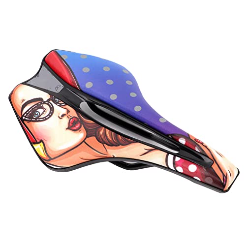 Wakects Sella Bicicletta Cuscino, Sella Cavità Traspirante con Morbida Schiuma EVA, Design Riflettente, Pelle Microfibra PU, per Bicicletta da Montagna, Bici Piegevole (Stile C)