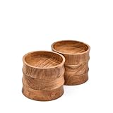 EDHAS Juego de 6 cuencos de soup – Acacia Wood Round Prep Bowls for Cereal, Rice, Salad, Postre, Snacks & Multipurpose Dining (5' X 5' X 1.5')