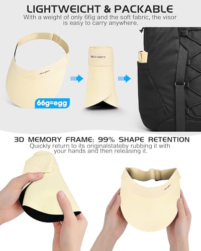 Image of YANIKY Sun Visor Hats for Women /Men Sun Protection UPF 50+ Lightweight Sport Hats Adjustable Empty Top Cap Ponytail Cap