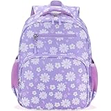 RHCPFOVR Mochila para meninas para escola primária, mochila para meninas de 5 a 8 anos, mochilas leves para crianças, Cor 9, Flor roxa