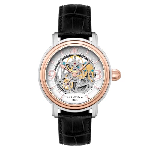 Thomas Earnshaw Men's Longcase Automatic Watch with White Dial Analogue Display and Black Leather Strap ES-8011-06