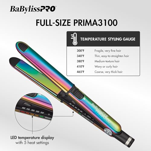 Image of BaBylissPRO Nano Titanium Prima Ionic Hair Straightener - Professional Flat Iron & Curling Iron in One for Stylists, Pro Styling Hair Tool